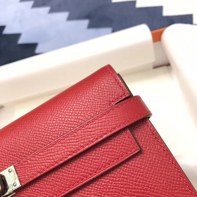 エルメス ケリーウォレットロング ルージュカザック ヴォーエプソン シルバー金具