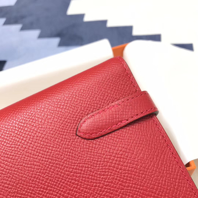 エルメス ケリーウォレットロング ルージュカザック ヴォーエプソン シルバー金具