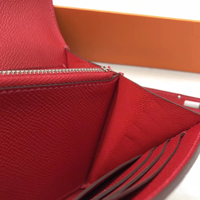 エルメス ケリーウォレットロング ルージュカザック ヴォーエプソン シルバー金具