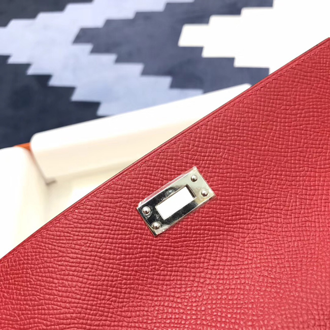 エルメス ケリーウォレットロング ルージュカザック ヴォーエプソン シルバー金具