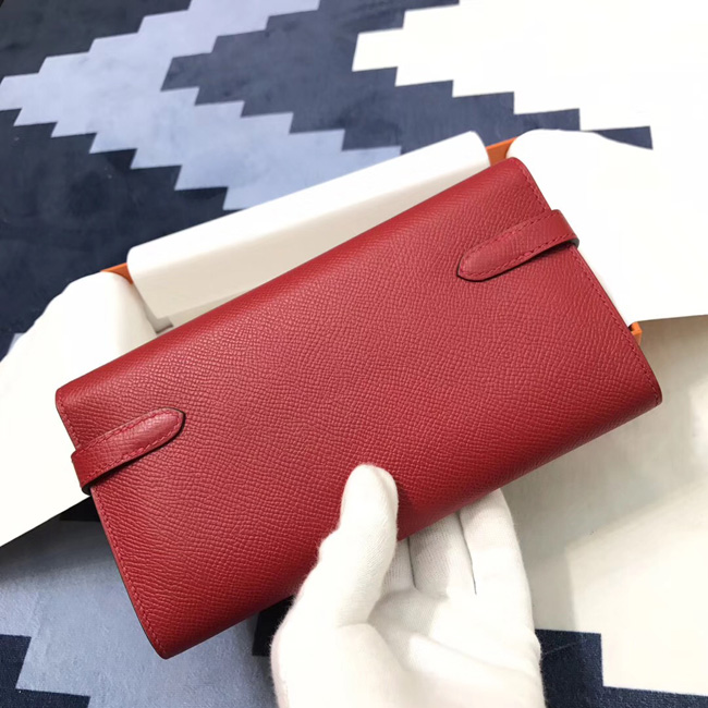 エルメス ケリーウォレットロング ルージュカザック ヴォーエプソン シルバー金具