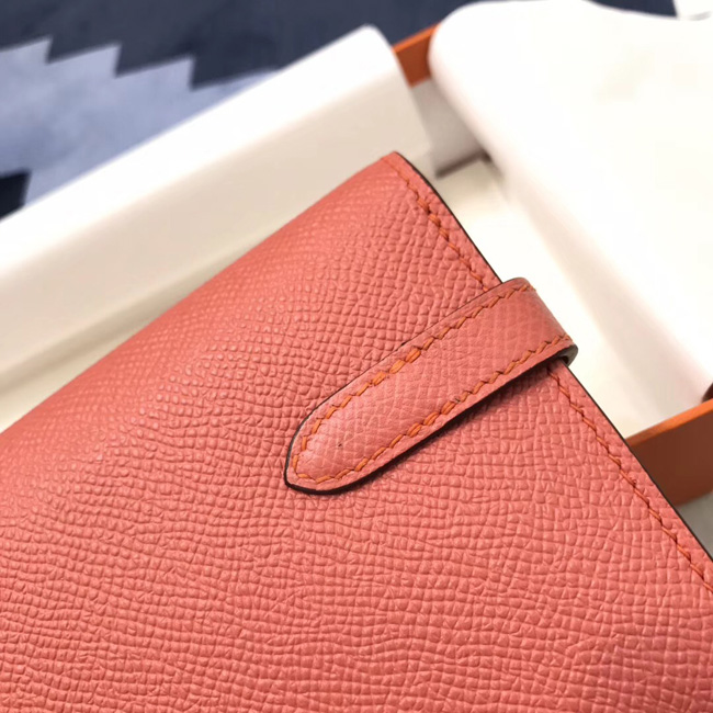 エルメス ケリーウォレットロング フラミンゴ ヴォーエプソン シルバー金具