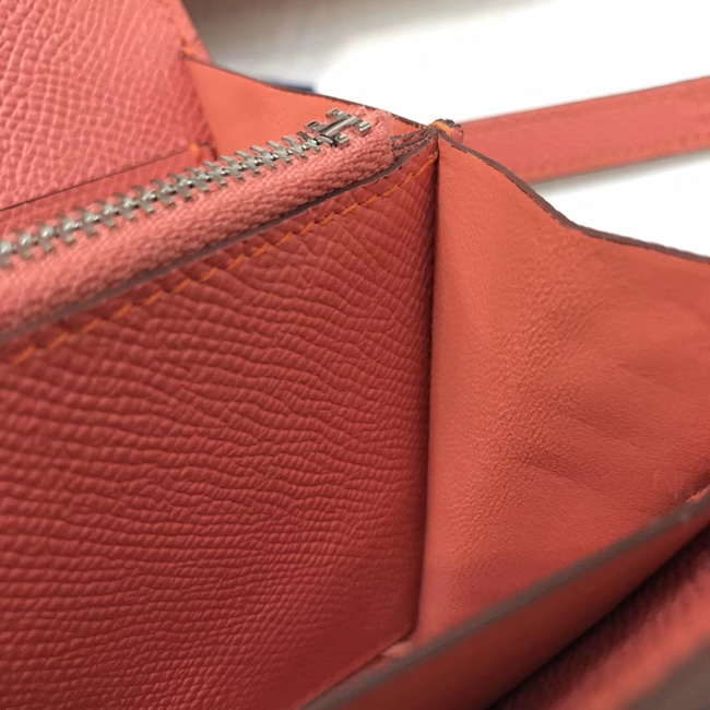 エルメス ケリーウォレットロング フラミンゴ ヴォーエプソン シルバー金具