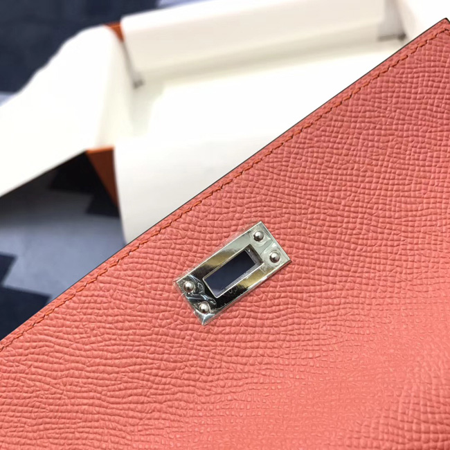 エルメス ケリーウォレットロング フラミンゴ ヴォーエプソン シルバー金具