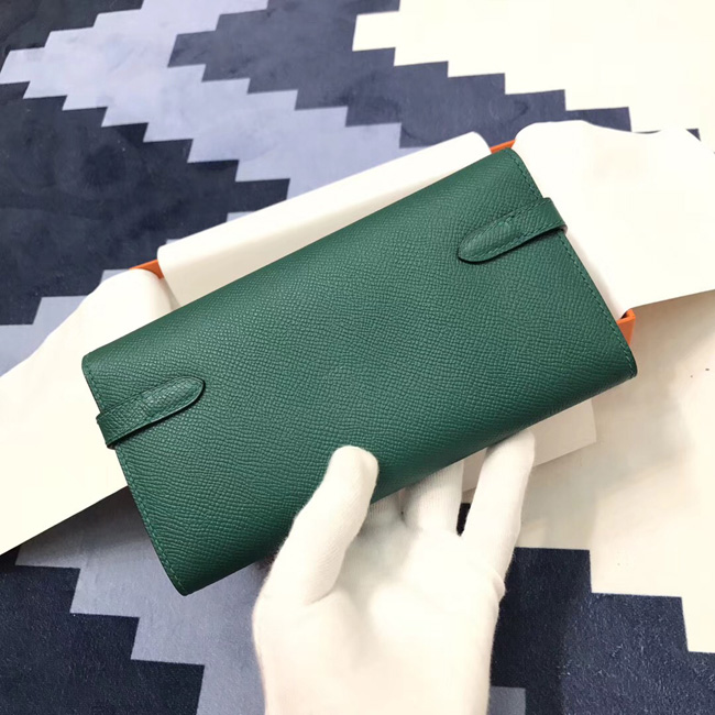 エルメス ケリーウォレットロング マラカイト ヴォーエプソン シルバー金具