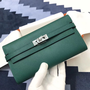 エルメス ケリーウォレットロング マラカイト ヴォーエプソン シルバー金具