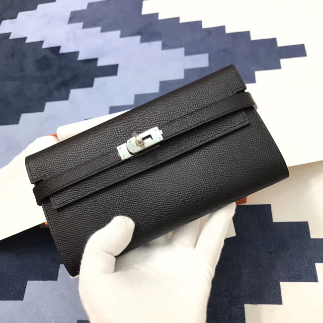 エルメス ケリーウォレットロング ブラック ヴォーエプソン シルバー金具