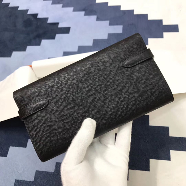 エルメス ケリーウォレットロング ブラック ヴォーエプソン シルバー金具