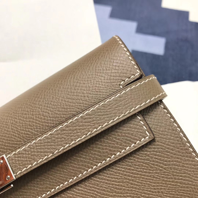 エルメス ケリーウォレットロング エトゥープ ヴォーエプソン シルバー金具
