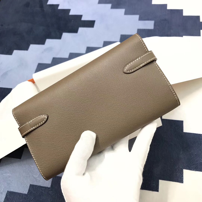 エルメス ケリーウォレットロング エトゥープ ヴォーエプソン シルバー金具