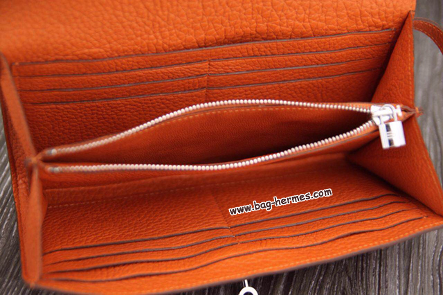 エルメス ケリーウォレットロング オレンジ トリヨン シルバー金具