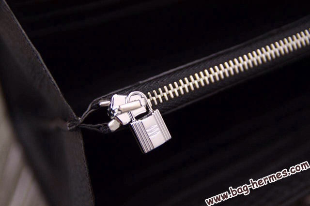 エルメス ケリーウォレットロング ブラック トリヨン シルバー金具