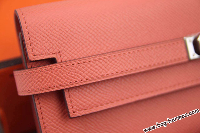 エルメス ケリーウォレットロング フラミンゴ ヴォーエプソン シルバー金具