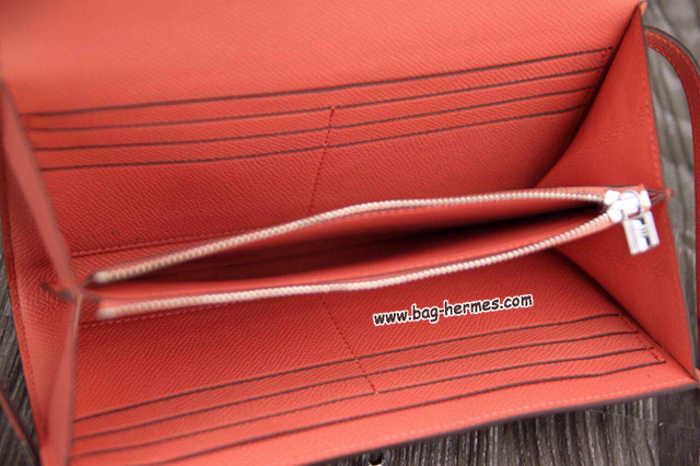 エルメス ケリーウォレットロング フラミンゴ ヴォーエプソン シルバー金具