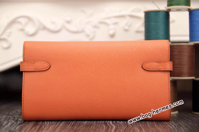 エルメス ケリーウォレットロング オレンジ ヴォーエプソン シルバー金具