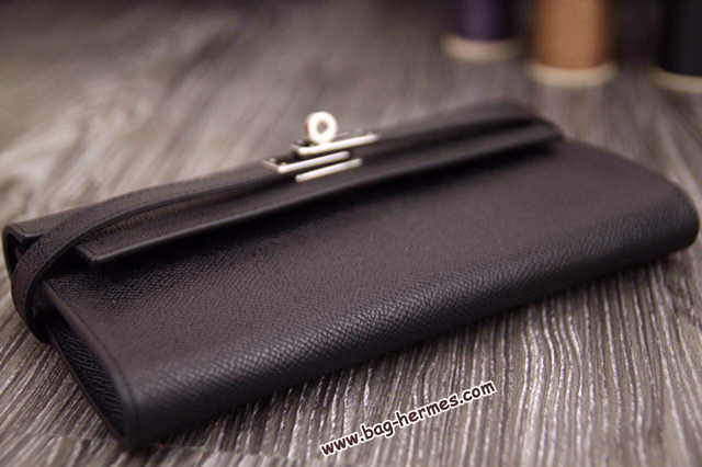 エルメス ケリーウォレットロング ブラック ヴォーエプソン シルバー金具