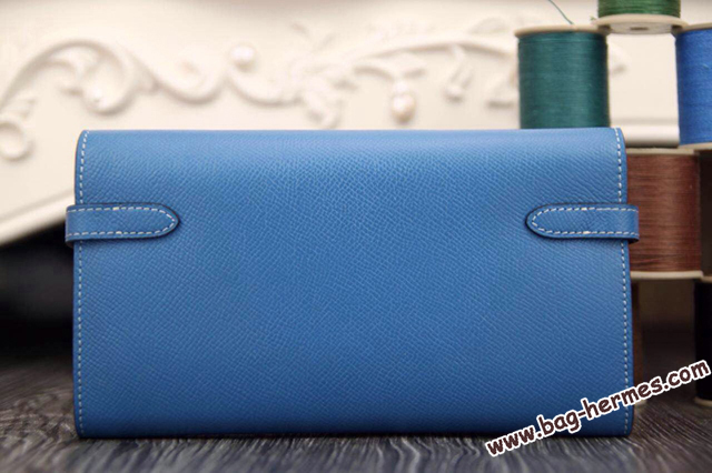 エルメス ケリーウォレットロング ブルーパラダイス エプソン シルバー金具