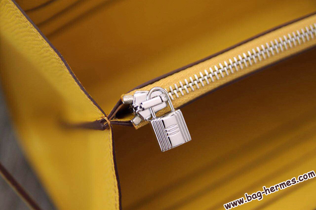 エルメス ケリーウォレットロング ムタード エプソン シルバー金具