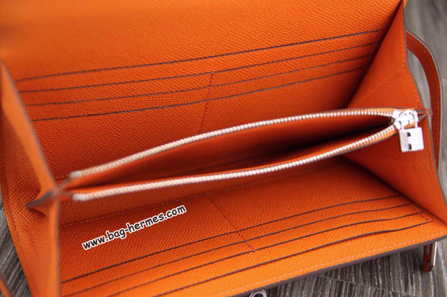 エルメス ケリーウォレットロング フー エプソン シルバー金具