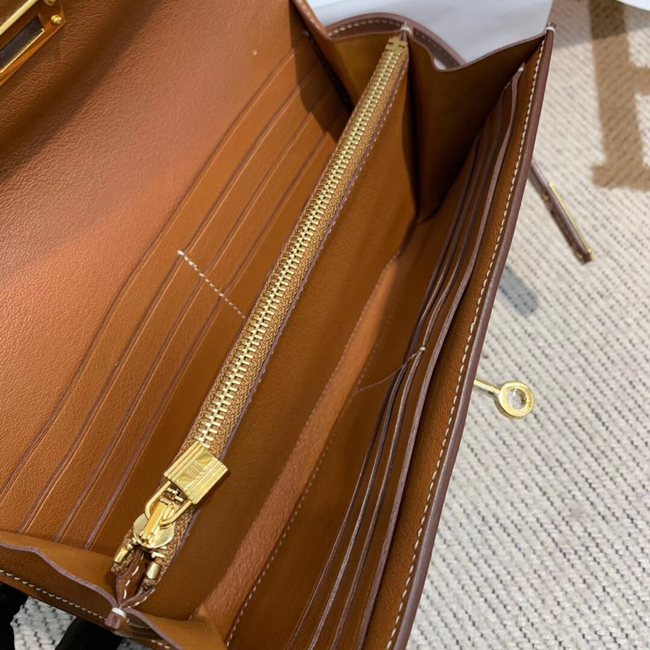 エルメス ケリーウォレットロング ゴールド シェブルミゾル ゴールド金具
