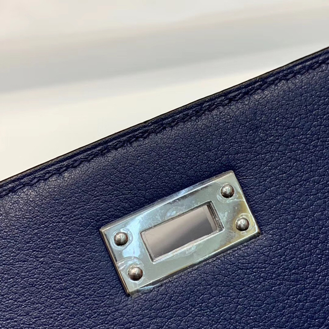 エルメス ケリーウォレットロング ブルートンペット シェブルミゾル シルバー金具