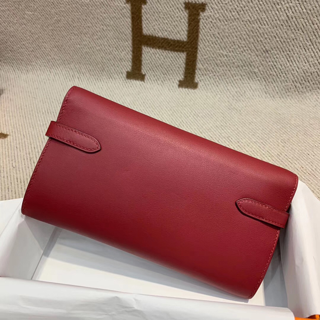 エルメス ケリーウォレットロング ルビー シェブルミゾル シルバー金具