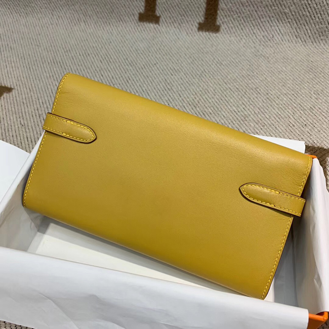 エルメス ケリーウォレットロング ムタード シェブルミゾル ゴールド金具