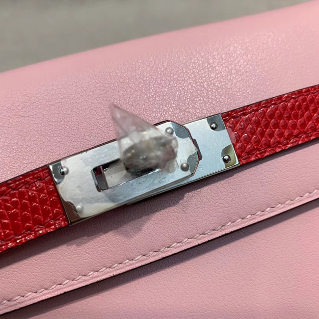 エルメス ケリーウォレットロング ピンク シェブルミゾル シルバー金具