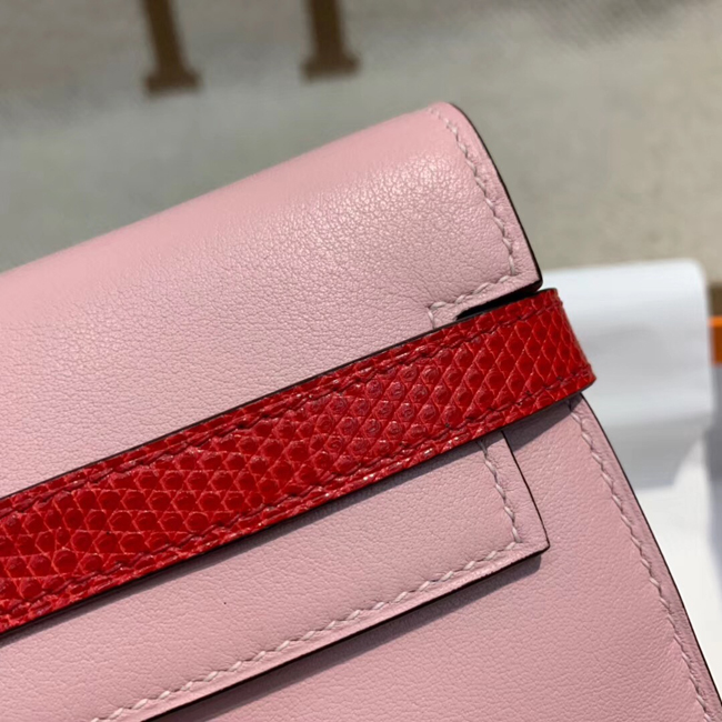 エルメス ケリーウォレットロング ピンク シェブルミゾル シルバー金具