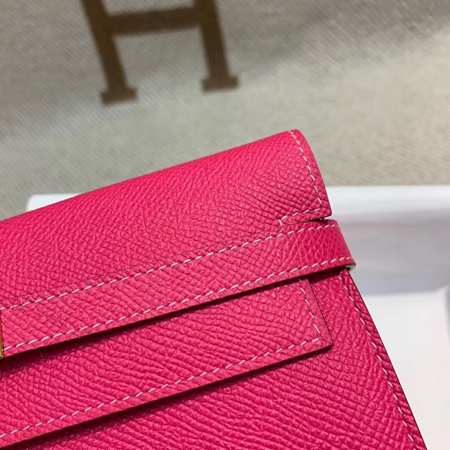 エルメス ケリーウォレットロング ローズティリアン ヴォーエプソン ゴールド金具