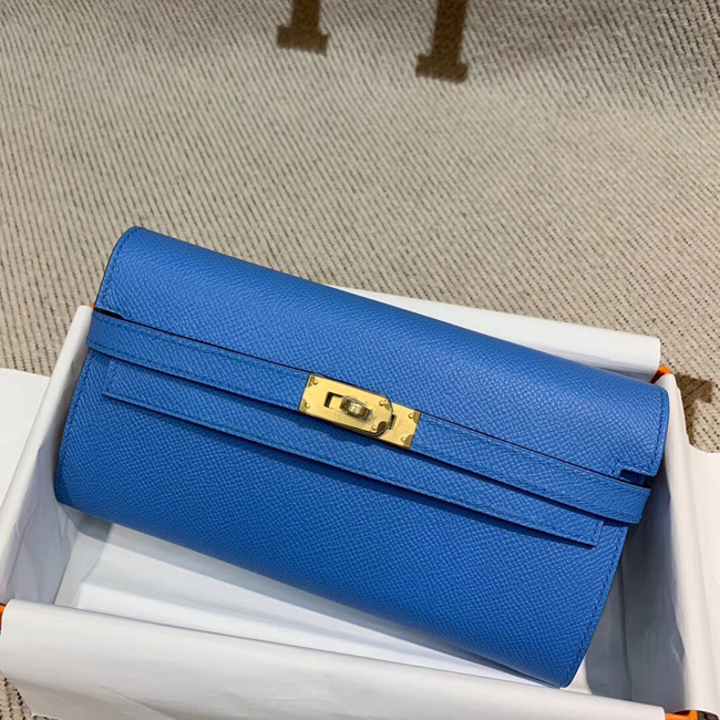 エルメス ケリーウォレットロング ミコノス ヴォーエプソン ゴールド金具
