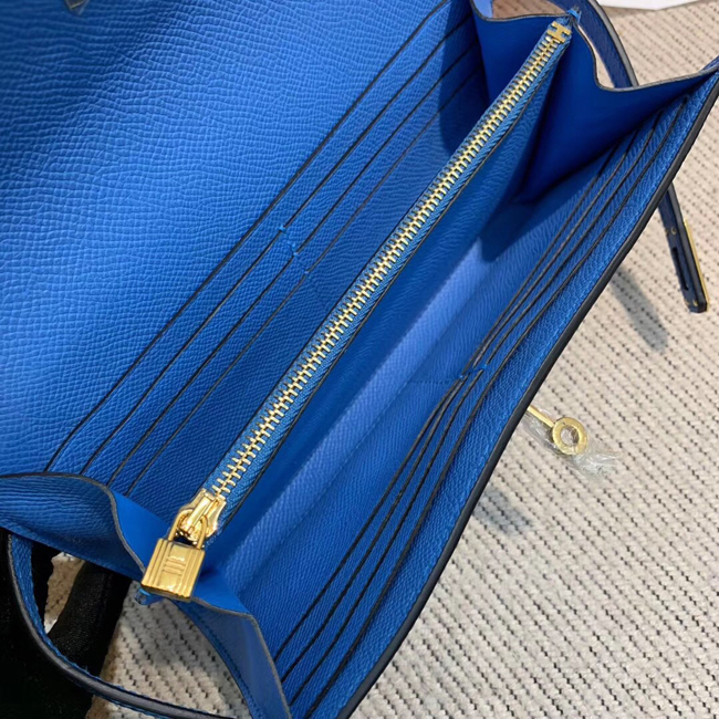エルメス ケリーウォレットロング ミコノス ヴォーエプソン ゴールド金具