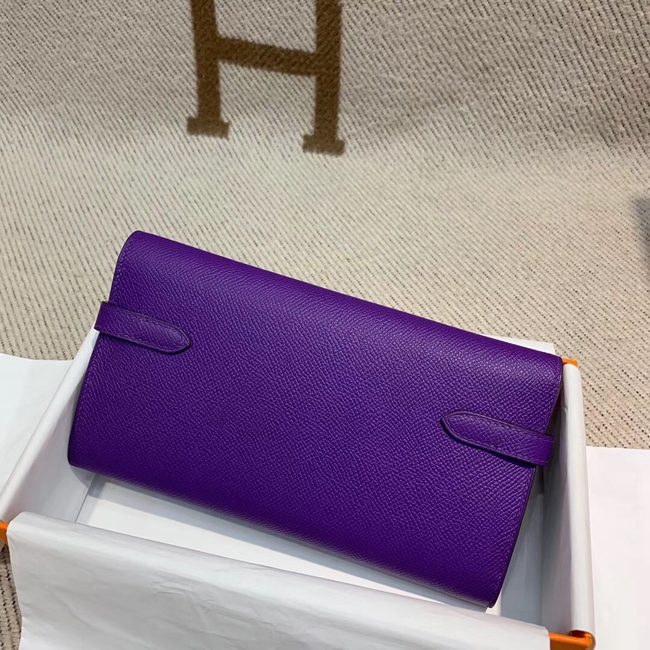 エルメス ケリーウォレットロング アイリス ヴォーエプソン ゴールド金具