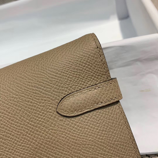 エルメス ケリーウォレットロング トープ ヴォーエプソン ゴールド金具