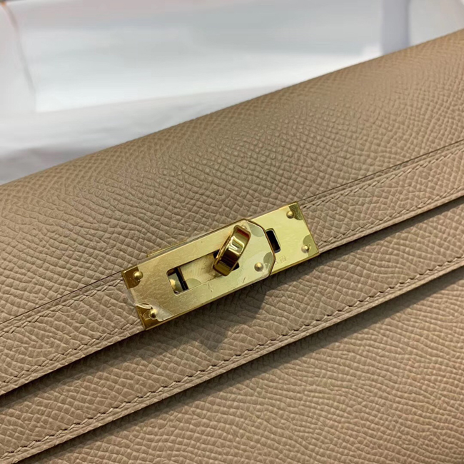 エルメス ケリーウォレットロング トープ ヴォーエプソン ゴールド金具