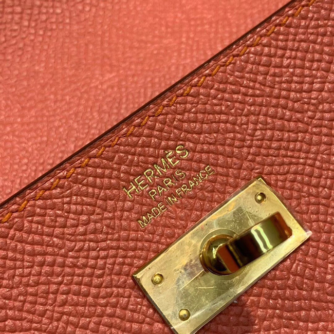 エルメス ケリーウォレットロング フラミンゴ ヴォーエプソン ゴールド金具