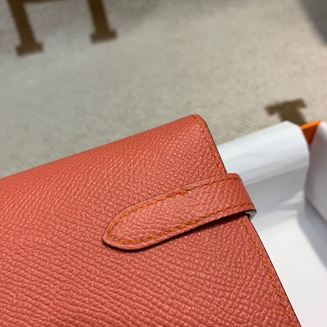 エルメス ケリーウォレットロング フラミンゴ ヴォーエプソン ゴールド金具