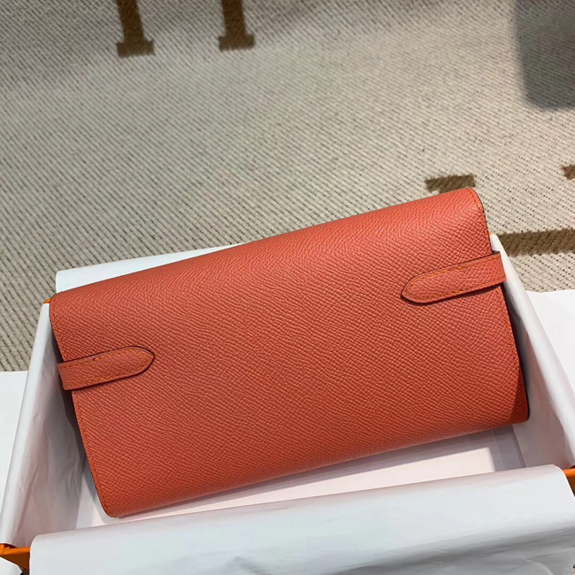 エルメス ケリーウォレットロング フラミンゴ ヴォーエプソン ゴールド金具