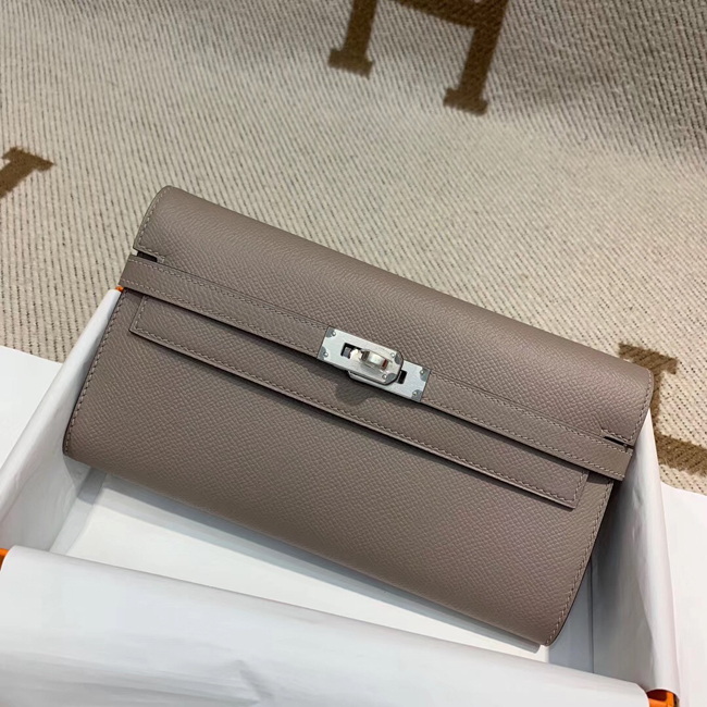 エルメス ケリーウォレットロング グリアスファルト ヴォーエプソン シルバー金具