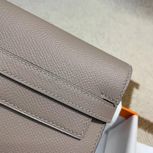 エルメス ケリーウォレットロング グリアスファルト ヴォーエプソン シルバー金具