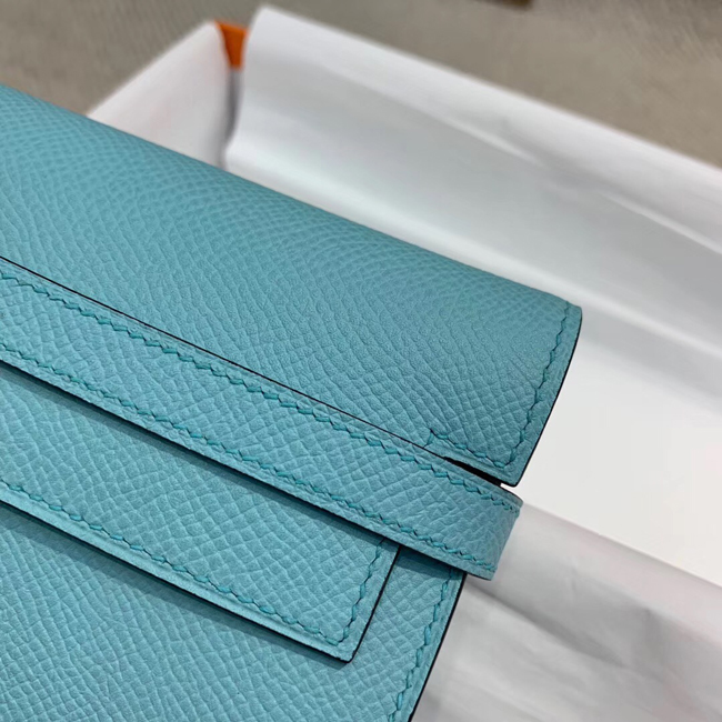 エルメス ケリーウォレットロング ブルーアトール ヴォーエプソン ゴールド金具