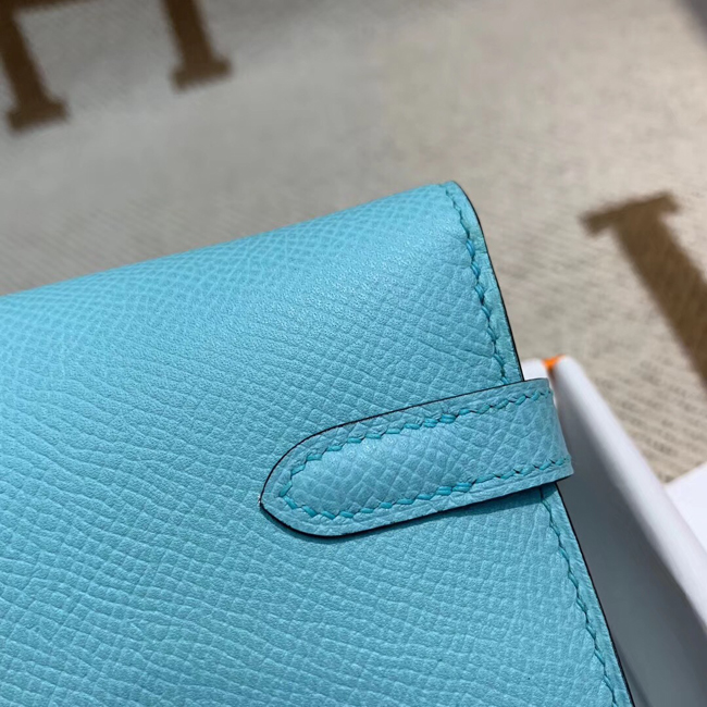 エルメス ケリーウォレットロング ブルーアトール ヴォーエプソン ゴールド金具