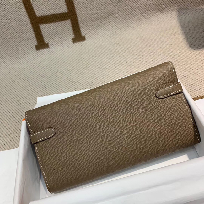 エルメス ケリーウォレットロング エトゥープ ヴォーエプソン ゴールド金具