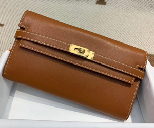 エルメス ケリーウォレットロング ゴールド シェブルミゾル ゴールド金具