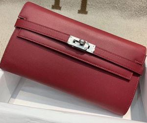 エルメス ケリーウォレットロング ルビー シェブルミゾル シルバー金具