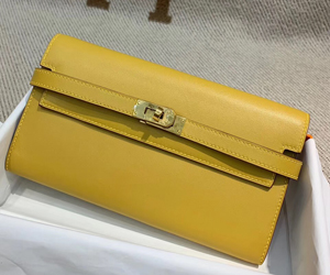 エルメス ケリーウォレットロング ムタード シェブルミゾル ゴールド金具