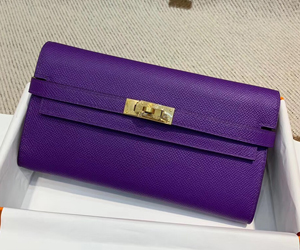 エルメス ケリーウォレットロング アイリス ヴォーエプソン ゴールド金具