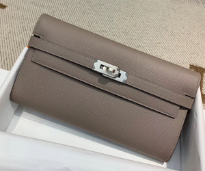 エルメス ケリーウォレットロング グリアスファルト ヴォーエプソン シルバー金具