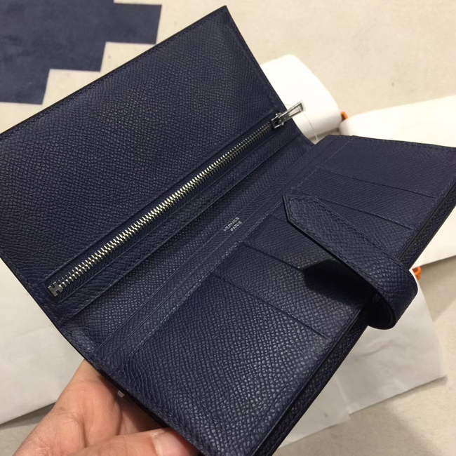 エルメス ベアンスフレ ブルーゼリージュ/ブラック ヴォーエプソン シルバー金具