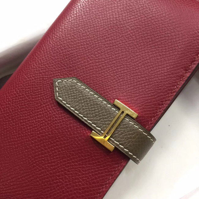エルメス ベアンスフレ ルビー/エトゥープ ヴォーエプソン ゴールド金具